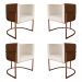 Kit 4 Poltronas Decorativa Cristal Base Bronze Veludo Bege/Pu Caramelo - Montanaris Decor