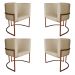 Kit 4 Poltronas Decorativa Luana Base Bronze PU Bege - Montanaris Decor
