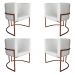 Kit 4 Poltronas Decorativa Luana Base Bronze PU Branco - Montanaris Decor