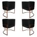 Kit 4 Poltronas Decorativa Luana Base Bronze PU Preto - Montanaris Decor