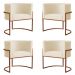 Kit 4 Poltronas Decorativa Luana Base Bronze Veludo Bege - Montanaris Decor