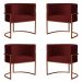 Kit 4 Poltronas Decorativa Luana Base Bronze Veludo Bordô - Montanaris Decor