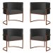 Kit 4 Poltronas Decorativa Luana Base Bronze Veludo Cinza - Montanaris Decor