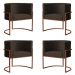 Kit 4 Poltronas Decorativa Luana Base Bronze Veludo Marrom - Montanaris Decor