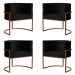 Kit 4 Poltronas Decorativa Luana Base Bronze Veludo Preto - Montanaris Decor