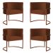 Kit 4 Poltronas Decorativa Luana Base Bronze Veludo Terracota - Montanaris Decor
