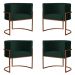 Kit 4 Poltronas Decorativa Luana Base Bronze Veludo Verde - Montanaris Decor