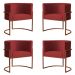 Kit 4 Poltronas Decorativa Luana Base Bronze Veludo Vermelho - Montanaris Decor