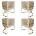 Kit 4 Poltronas Decorativa Luana Base Gold PU Bege - Montanaris Decor