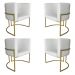 Kit 4 Poltronas Decorativa Luana Base Gold PU Branco - Montanaris Decor