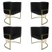 Kit 4 Poltronas Decorativa Luana Base Gold PU Preto - Montanaris Decor