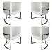 Kit 4 Poltronas Decorativa Luana Base Preta PU Branco - Montanaris Decor