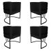 Kit 4 Poltronas Decorativa Luana Base Preta PU Preto - Montanaris Decor