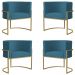 Kit 4 Poltronas Decorativa Sala de Estar Luana Base Gold Suede Azul - Montanaris Decor