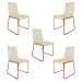Kit 5 Cadeiras de Jantar Estofada Lille Base Bronze Veludo Bege - Montanaris Decor