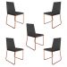 Kit 5 Cadeiras de Jantar Estofada Lille Base Bronze Veludo Cinza - Montanaris Decor