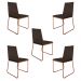 Kit 5 Cadeiras de Jantar Estofada Lille Base Bronze Veludo Marrom - Montanaris Decor