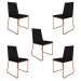 Kit 5 Cadeiras de Jantar Estofada Lille Base Bronze Veludo Preto - Montanaris Decor