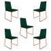 Kit 5 Cadeiras de Jantar Estofada Lille Base Bronze Veludo Verde - Montanaris Decor