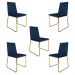 Kit 5 Cadeiras de Jantar Estofada Lille Base Gold Veludo Azul Marinho - Montanaris Decor