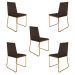 Kit 5 Cadeiras de Jantar Estofada Lille Base Gold Veludo Marrom - Montanaris Decor