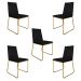 Kit 5 Cadeiras de Jantar Estofada Lille Base Gold Veludo Preto - Montanaris Decor