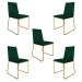 Kit 5 Cadeiras de Jantar Estofada Lille Base Gold Veludo Verde - Montanaris Decor