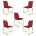 Kit 5 Cadeiras de Jantar Estofada Lille Base Gold Veludo Vermelho - Montanaris Decor
