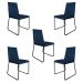 Kit 5 Cadeiras de Jantar Estofada Lille Base Preta Veludo Azul Marinho - Montanaris Decor