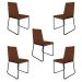 Kit 5 Cadeiras de Jantar Estofada Lille Base Preta Veludo Terracota - Montanaris Decor