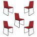 Kit 5 Cadeiras de Jantar Estofada Lille Base Preta Veludo Vermelho - Montanaris Decor