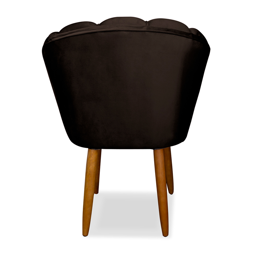 Kit 5 Cadeiras de Jantar Pétala Estofada Pés Palito Veludo Marrom - Montanaris Decor