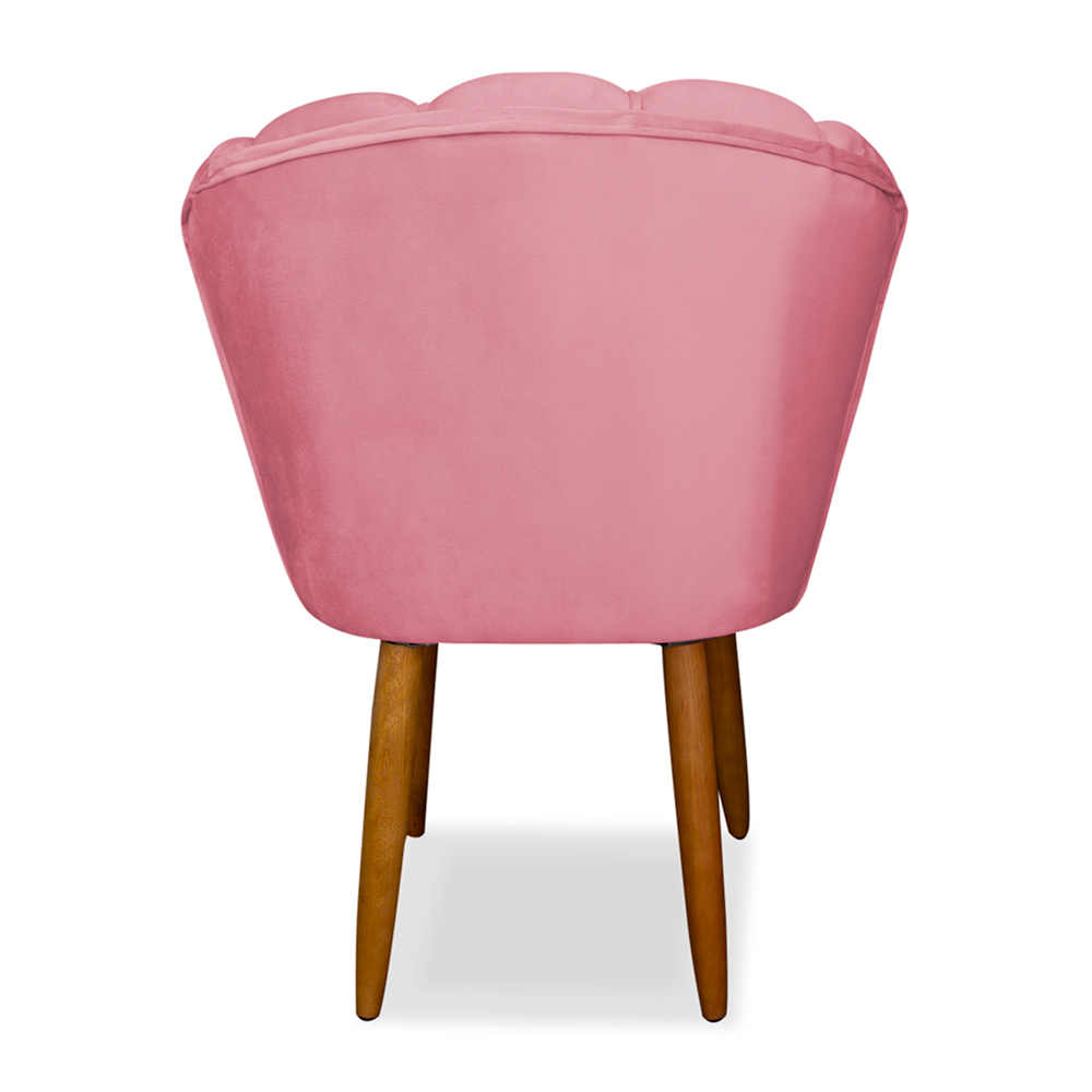 Kit 5 Cadeiras de Jantar Pétala Estofada Pés Palito Veludo Rosa - Montanaris Decor