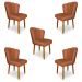 Kit 5 Cadeiras de Jantar Pétala Estofada Pés Palito Veludo Terracota - Montanaris Decor