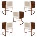 Kit 5 Poltronas Decorativa Cristal Base Bronze Veludo Bege/Pu Caramelo - Montanaris Decor