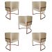 Kit 5 Poltronas Decorativa Luana Base Bronze PU Bege - Montanaris Decor
