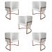 Kit 5 Poltronas Decorativa Luana Base Bronze PU Branco - Montanaris Decor