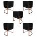 Kit 5 Poltronas Decorativa Luana Base Bronze PU Preto - Montanaris Decor