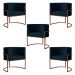 Kit 5 Poltronas Decorativa Luana Base Bronze Veludo Azul Marinho - Montanaris Decor