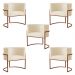 Kit 5 Poltronas Decorativa Luana Base Bronze Veludo Bege - Montanaris Decor