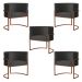 Kit 5 Poltronas Decorativa Luana Base Bronze Veludo Cinza - Montanaris Decor