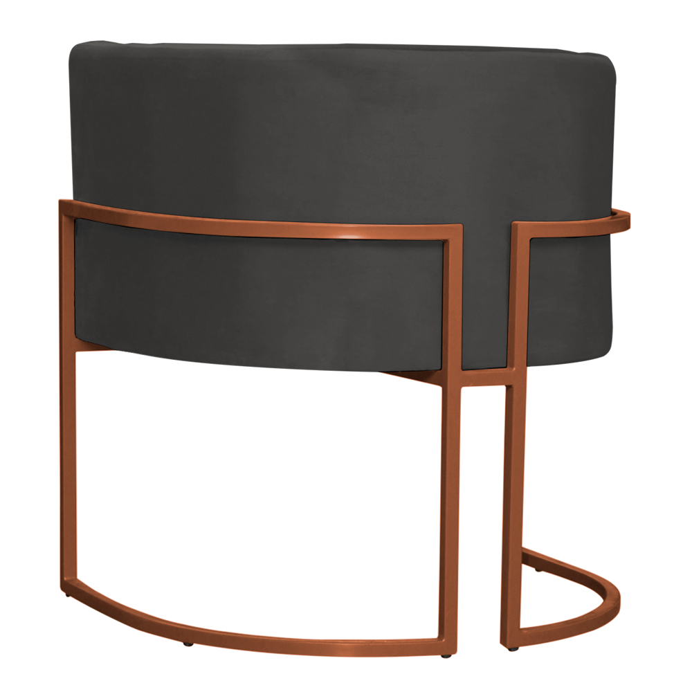 Kit 5 Poltronas Decorativa Luana Base Bronze Veludo Cinza - Montanaris Decor