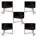 Kit 5 Poltronas Decorativa Luana Base Bronze Veludo Preto - Montanaris Decor