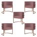 Kit 5 Poltronas Decorativa Luana Base Bronze Veludo Rosê - Montanaris Decor