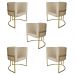 Kit 5 Poltronas Decorativa Luana Base Gold PU Bege - Montanaris Decor