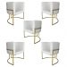 Kit 5 Poltronas Decorativa Luana Base Gold PU Branco - Montanaris Decor