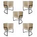 Kit 5 Poltronas Decorativa Luana Base Preta PU Bege - Montanaris Decor