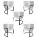 Kit 5 Poltronas Decorativa Luana Base Preta PU Branco - Montanaris Decor