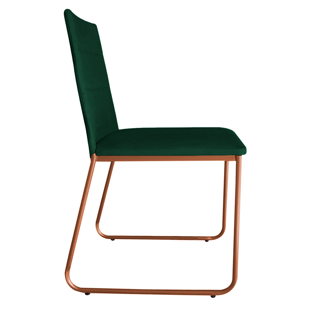 Kit 6 Cadeiras de Jantar Estofada Lille Base Bronze Veludo Verde - Montanaris Decor
