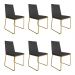Kit 6 Cadeiras de Jantar Estofada Lille Base Gold Veludo Cinza - Montanaris Decor
